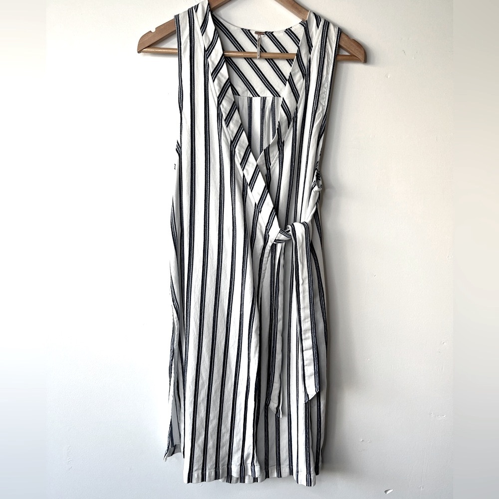 Free People Blue Stripe Cross Front Tunic, S
